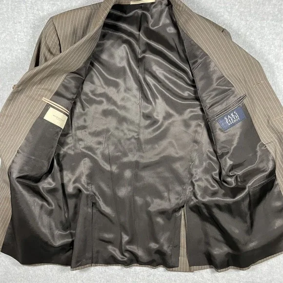 Burberry London 100% Wool Brown Striped Men's Blazer Sport Jacket 40R + Pants - Picture 5 of 14